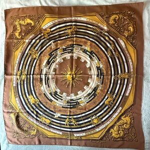 Hermes Dies Et Hore Astrology Scarf 100% Silk NY Estate Sale Excellent Rare!